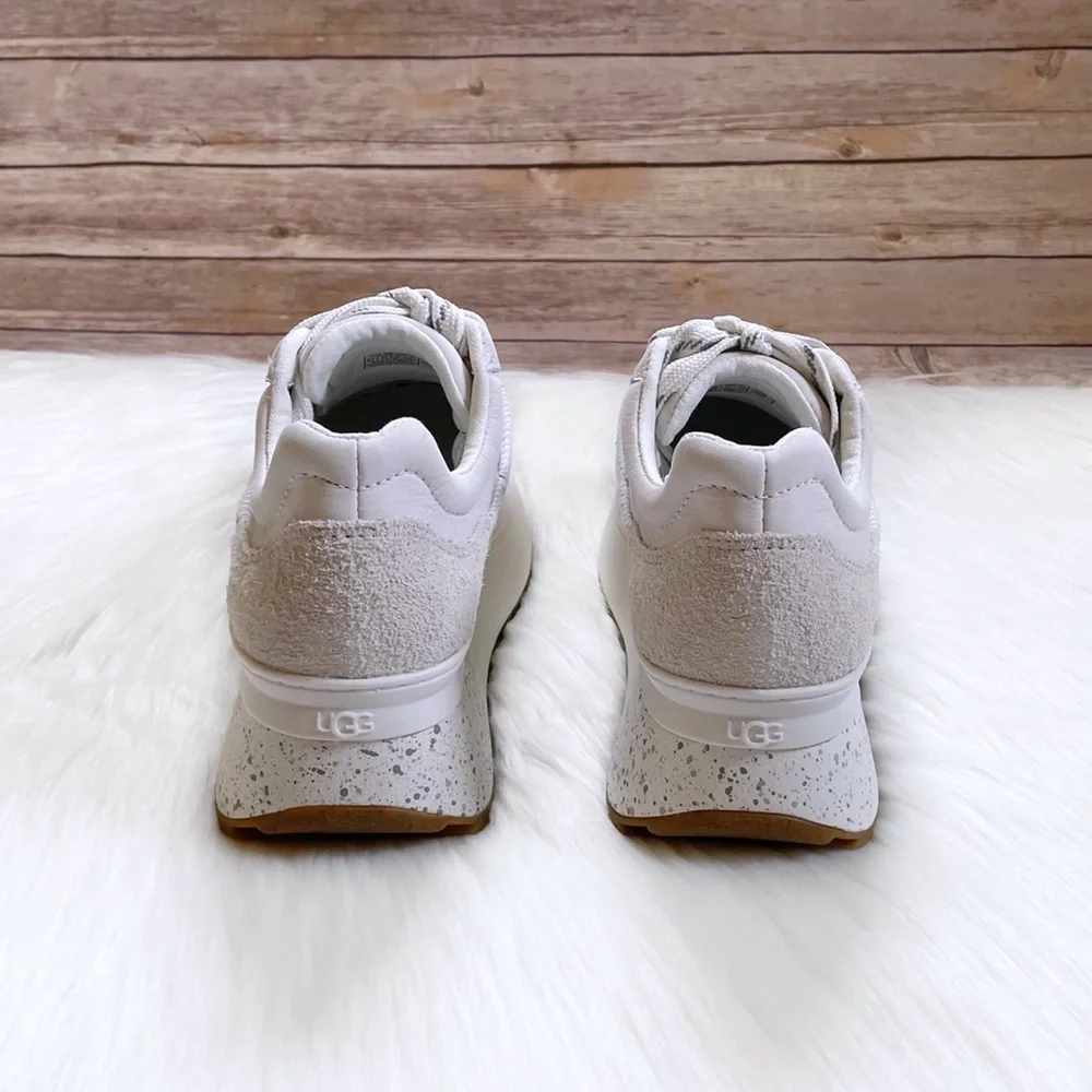 UGG Women’s Marin Lace Platform White Leather Sneakers - Picture 4 of 7